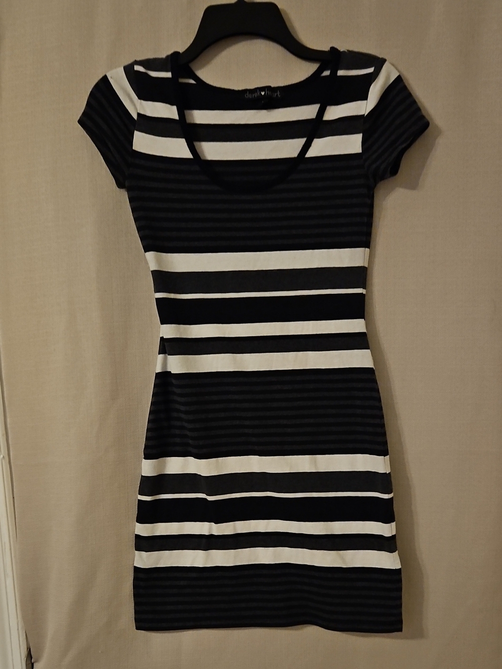 Derek Heart Black and White Striped Scoop Neck Mini Dress